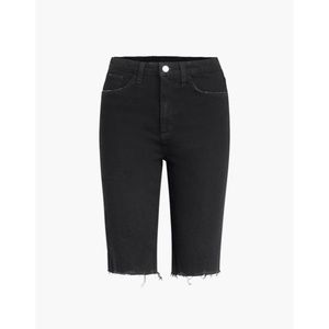 Favorite Daughter Eva Long Slim Jean Short Bermuda Shorts Raw Hem Black Sz 28
